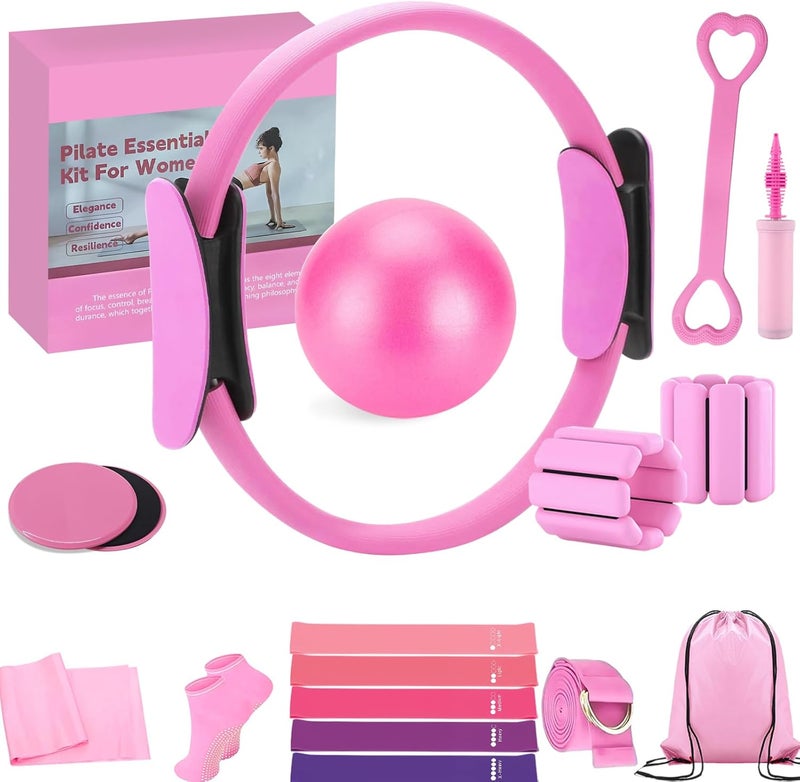 VIOXIA Pilates Kit for Home Workouts – Pilates Equipment Set with Ring, Ball, Resistance Bands, Pilates Accessories, Pilates Essentials Kit for Women, Pilates Sets for Home Exercise - Image 1